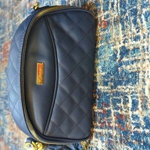 Joy & Iman Leather Crossbody w/ RFID Navy Blue - New